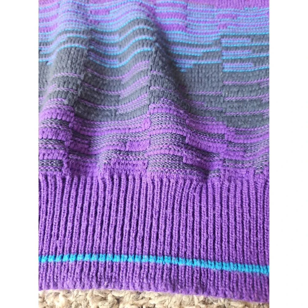 Vintage Ash Creek Trading Sweater Mens Large Grandpa Style 90s Purple Blue